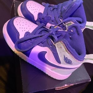 Toddler 7C Jordan 1 mid - Mystic Navy/Mint Foam /White